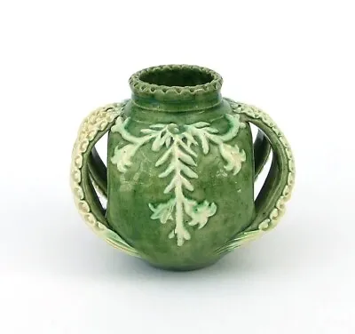 Buy Rye Pottery Antique Green Lustre Unusual Shaped  Small Squat Vase C.1910 • 3.50£