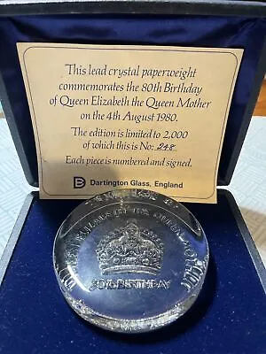 Buy Dartington Paperweight   The Queen Mothers 80th Birthday  W/certificate • 20£
