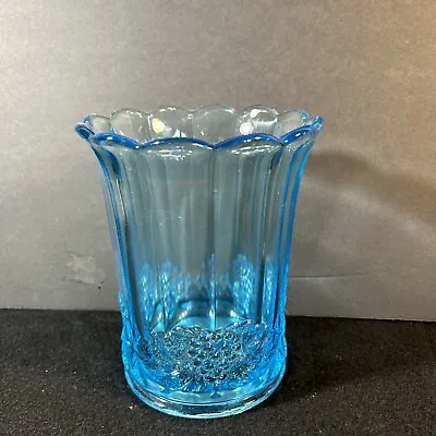 Buy Vintage Blue Vaseline Glass Vase Grape Vine Pattern • 62.34£