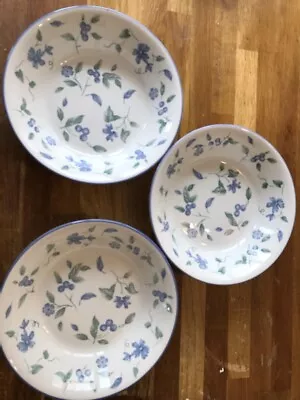 Buy Barratts Fine Tableware Made In England 3 X Large Bowls Blue Floral • 5£
