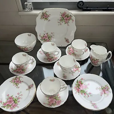 Buy Vintage Bone China Tea Set Spring Pink Blossom 18 Pieces • 35£