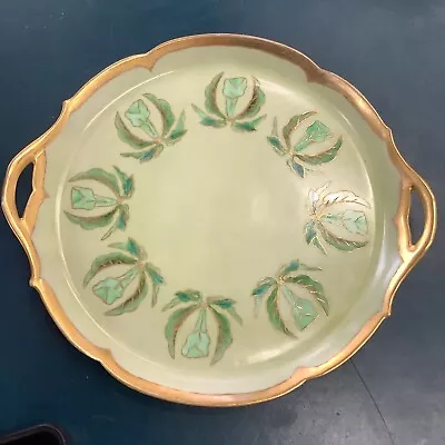 Buy J.P.L. France Jean Pouyat Limoges Handpainted Signed Victorian Plate Green Gold • 56.91£