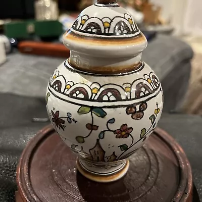 Buy Vintage Portuguese Bernardos Faience  H/painted Small Pottery Lidded Urn • 15£