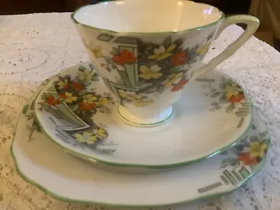 Buy Art Deco Royal Stafford 1930s  Bone China TRIO Hand Painted,CUP,SAUCER,PLATE • 8.99£