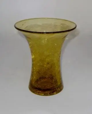 Buy Handblown Amber Crackle Glass Vase 14.5 Cm High: Handblown: Polished Pontil • 10£