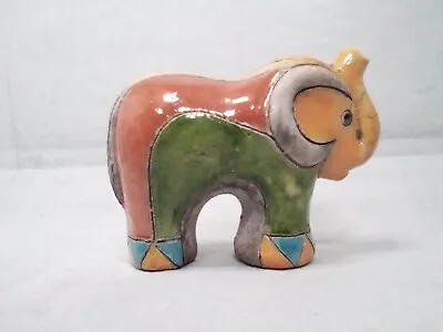 Buy South African Raku Studio Pottery Elephant- Animal Figure • 16.30£