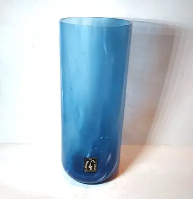 Buy Blue Swirl Langham Glass  Vase Original Label • 4.99£