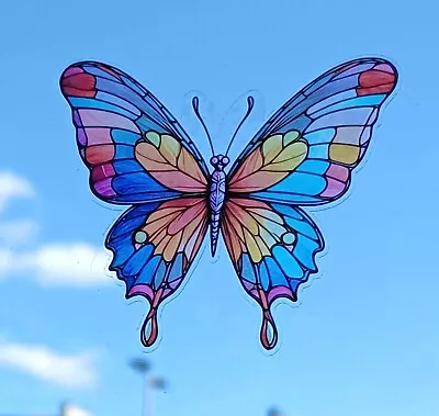 Buy Butterfly Decorative Stained Glass Effect Static Cling Window Sticker Colourful • 3.49£