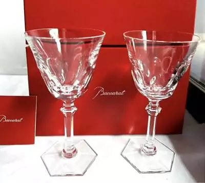 Buy Baccarat Tableware Crystal Champagne Flute Harcourt Eve Red Button 2 Pair W/ Box • 303.36£