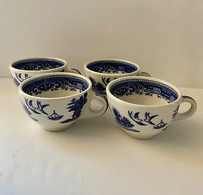 Buy (4) Sterling China Co. Blue Willow Restaurant Ware Cups • 24.12£