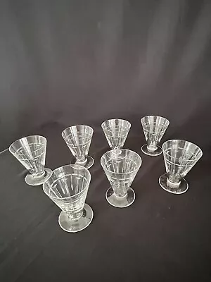 Buy A Set Of Nine Fine Cut Crystal Art Deco Cocktail Glasses • 60£