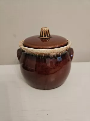 Buy Vintage Hull Pottery Brown Drip Bean Pot Crock With Lid Oven Proof USA Small EUC • 14.21£
