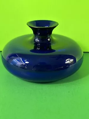 Buy Vintage Cobalt Blue Glass Bowl Vase Hand Blown Signed • 37.72£