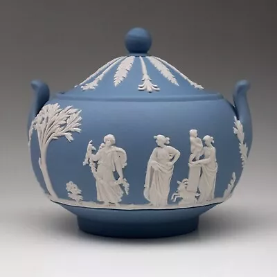 Buy Wedgwood Jasperware Blue White Lidded Sugar Bowl Pottery China Stoneware Josiah • 38.60£