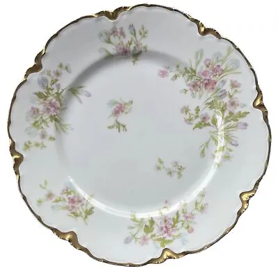 Buy Haviland Limoges France Bone China Pink Flowers Gold Rim Dinner Plate 9 1/2  • 20.85£