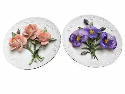 Buy FRANKLIN MINT, CAPODIMONTE WALL PLATES. Roses No 199A & Pansies No 356A • 9.99£