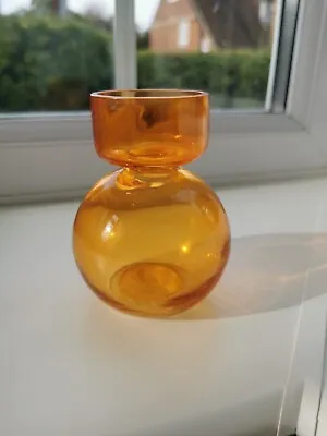 Buy Small Scandinavian Style Hooped Orange Art Glass Vase. • 22£