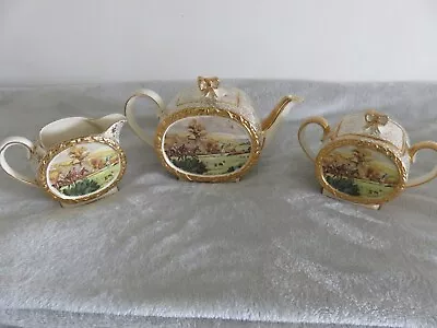 Buy Beautiful Vintage Hunting Scene Sadler Tea Set - Teapot, Sugar Bowl And Milk Jug • 115£