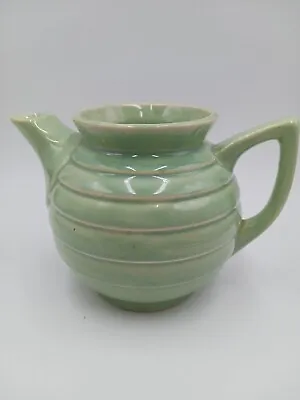 Buy Antique Early McCoy Light Green Ribbed Stoneware Pottery Buttermilk Pitcher • 17.05£