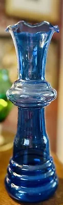 Buy A Blue Bohemian Ruffled Edge Glass Vase • 18£