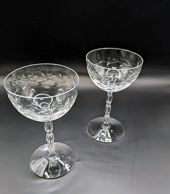Buy Fostoria  Watercress  Etched Cordial Coupe Glass Elegant 4 5/8  1934-43 Set Of 2 • 37.60£