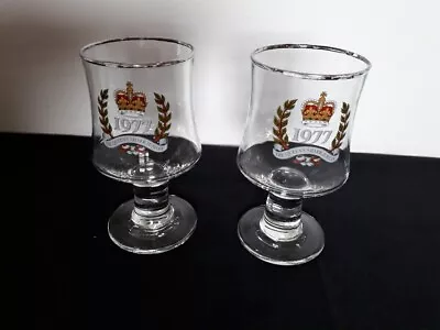 Buy 2 Queen Elizabeth II Silver Jubilee 1977 Commemorative Stem Glasses • 5.50£