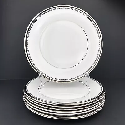 Buy Royal Doulton SARABANDE Dinner Plates (8) Black & Platinum Rim SUPERIOR Cond. • 154.06£