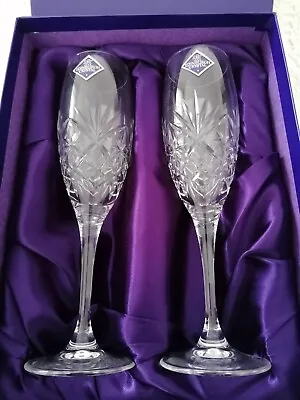 Buy Edinburgh Crystal Champagne Flutes X2 Boxed • 50£