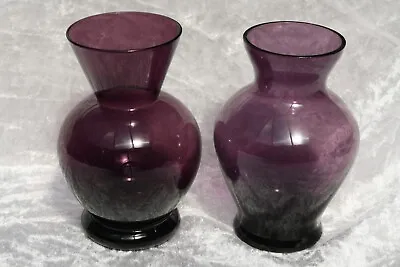 Buy Pair Of Vintage Small Round Purple Amethyst Glass Bud Vases • 8£