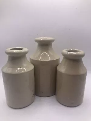 Buy 3 Old Off White Stoneware Jars And Pots, Wedding Decor, Florist (B) • 12£