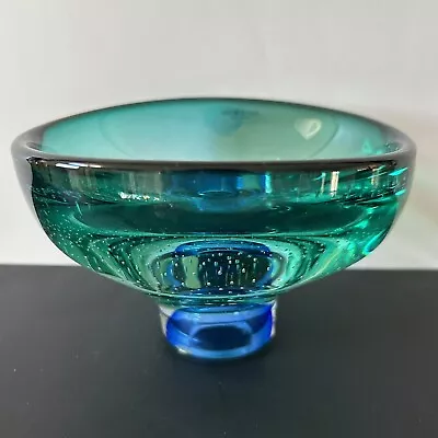 Buy KOSTA BODA Art Glass Goran Warff Blue Zoom Controlled Bubbles Green -Blue Signed • 162.95£