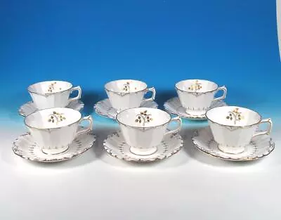 Buy Royal Crown Derby SET 6  Wentworth A963 Bone China Ftd Cup Saucers First Quality • 75.88£
