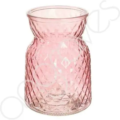 Buy Textured Pink Glass Flower Bud Vase Jar Home Decoration Decor Ornament • 7.49£