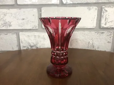 Buy Ruby Overlay Bavarian Cut Crystal Vase • 19£