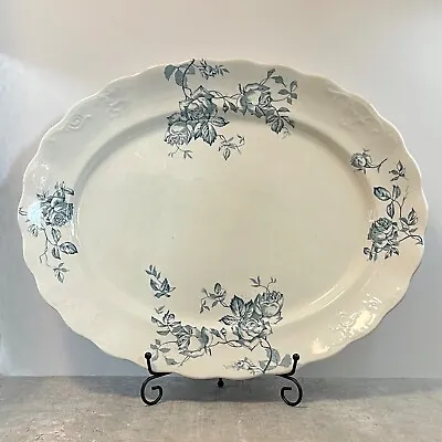 Buy Antique Serving Plate Platter - Blue Hancock Rosalind Opaque China - 1906-12 18  • 60£