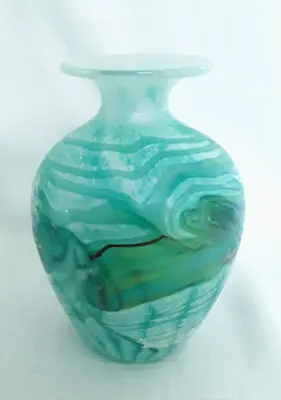 Buy Phoenician Malta Iridescent Turquoise Glass Vase  - 4.5  Tall • 14.75£