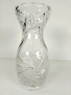 Buy Crystal Clear Glass Vase Star Pattern Heavy Cut   Vintage  • 7.99£