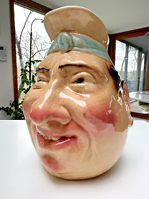 Buy Sarreguemines Majolica Porcelain Face Jug Pitcher Figural Head 1900's • 158.48£