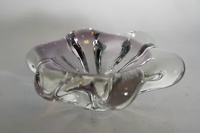 Buy ART GLASS Shaped Dish - Clear Colour With Lilac Within - Mid Century / Retro • 12.95£
