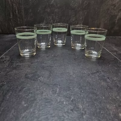 Buy 5 X Retro Vintage 50's 60's Green Frosted Fluted Shot Drinking Glasses • 10.50£