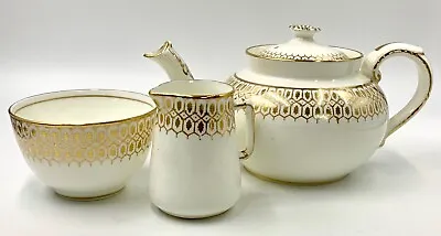 Buy Antique George Jones Crescent China Small Tea Set: Teapot, Cream & Sugar; Uni • 75.86£
