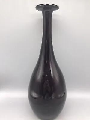 Buy Purple Vintage Blown Art Glass Scandinavian Style Vase 29cm Mcm Retro • 20£