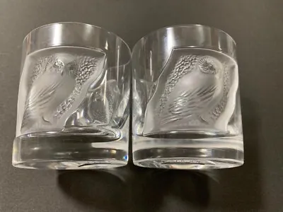 Buy Lalioue Lalique Glass Yurot Owl Whiskey Tumbler Set Of 2 No Box Used • 197.75£