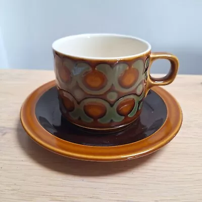 Buy Hornsea Pottery Bronte Tea Cup And Saucer Brown Vintage Retro Pattern 1970s • 5.99£