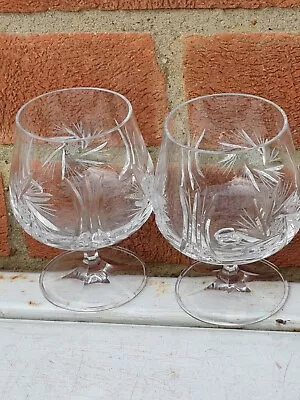 Buy 2 X Vintage Bohemia Crystal Brandy/ Cognac Glasses Pinwheel Pattern, VGC  • 12.99£