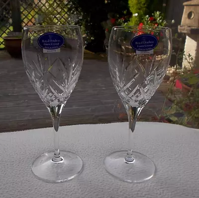 Buy 2 X Royal Doulton Crystal JULIETTE Cut 6 3/4  Wine Glasses NEW • 21.99£