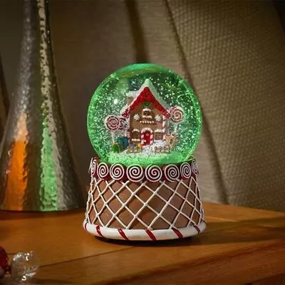 Buy Christmas Snowglobe Musical Decoration LED Light Up Gingerbread House Ornament • 18.99£