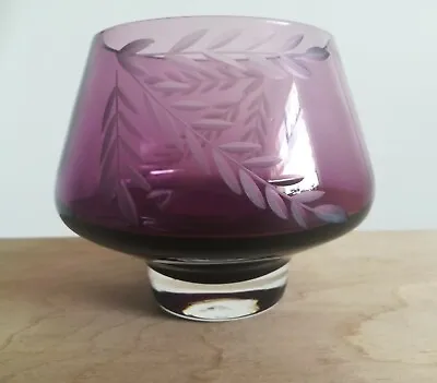 Buy Caithness Glass Engraved Flower Bowl Purple • 5£