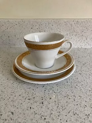 Buy Vintage Tea, Burleigh Ware Gold Etch 8804. Cup Saucer And Plate 99p No Reserve • 0.99£