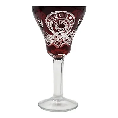 Buy Vintage Burgundy Cut To Clear Bohemian Czech Wine Crystal Glass 5 7/8  • 9.59£